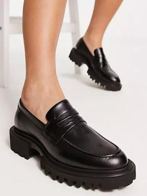 AllSaints Lola leather loafer in black