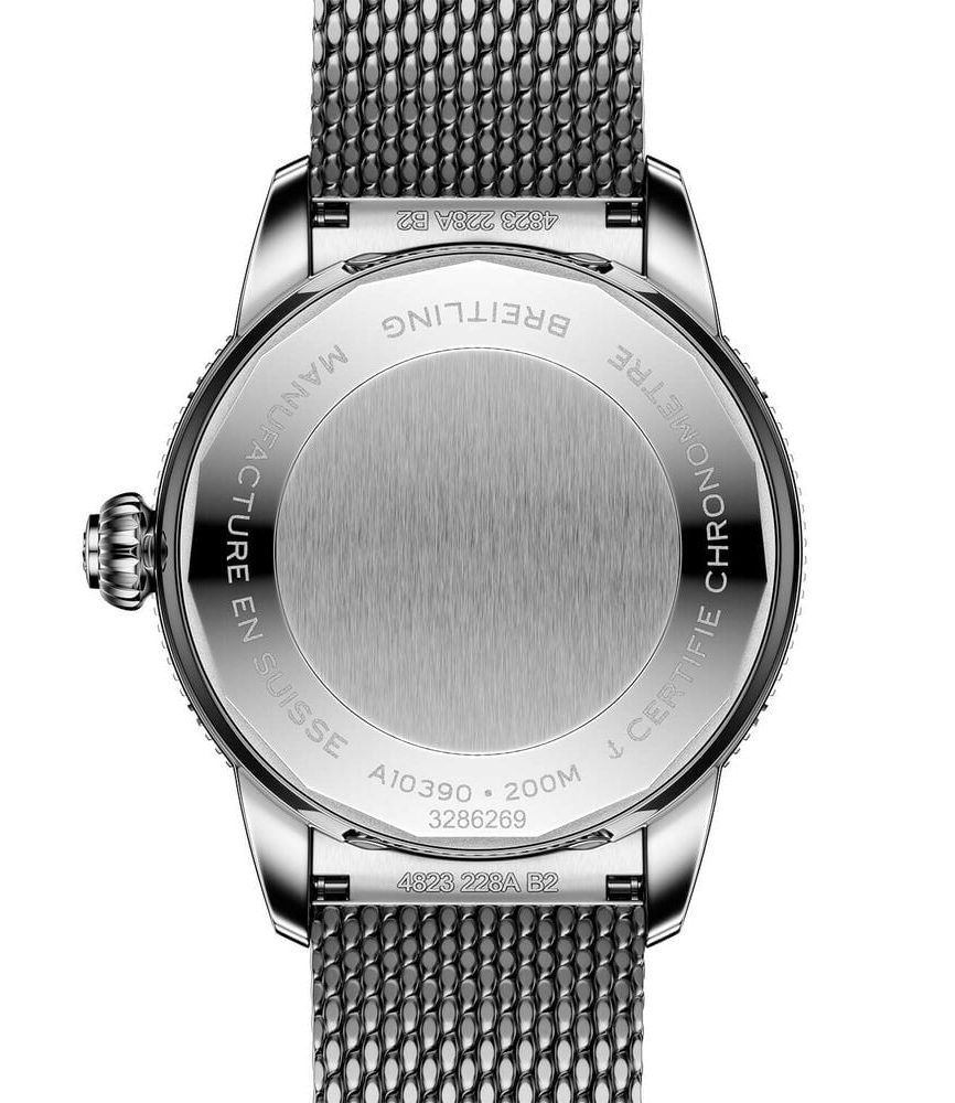 Breitling Superocean Heritage Automatic 36mm Blue Dial Mesh Steel Bracelet Watch image number 1