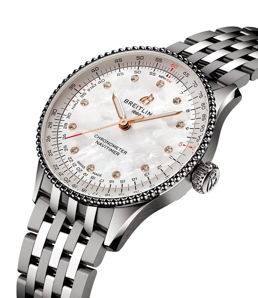 Breitling Navitimer Automatic 36mm Mother of Pearl Dial Steel Bracelet Watch image number 1