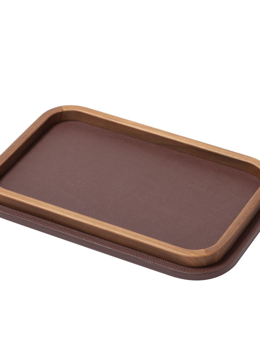 Poltrona Frau, Trays collection, Rectangular rounded tray small, burgundy