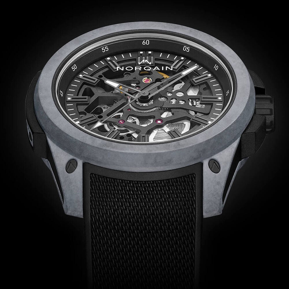 NORQAIN Wild ONE Skeleton 42mm Dial Black Rubber Strap Watch image number 2