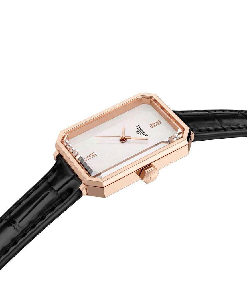 Tissot SRV 21.8mm Mother of Pearl Dial Black Leather Strap Watch image number 1