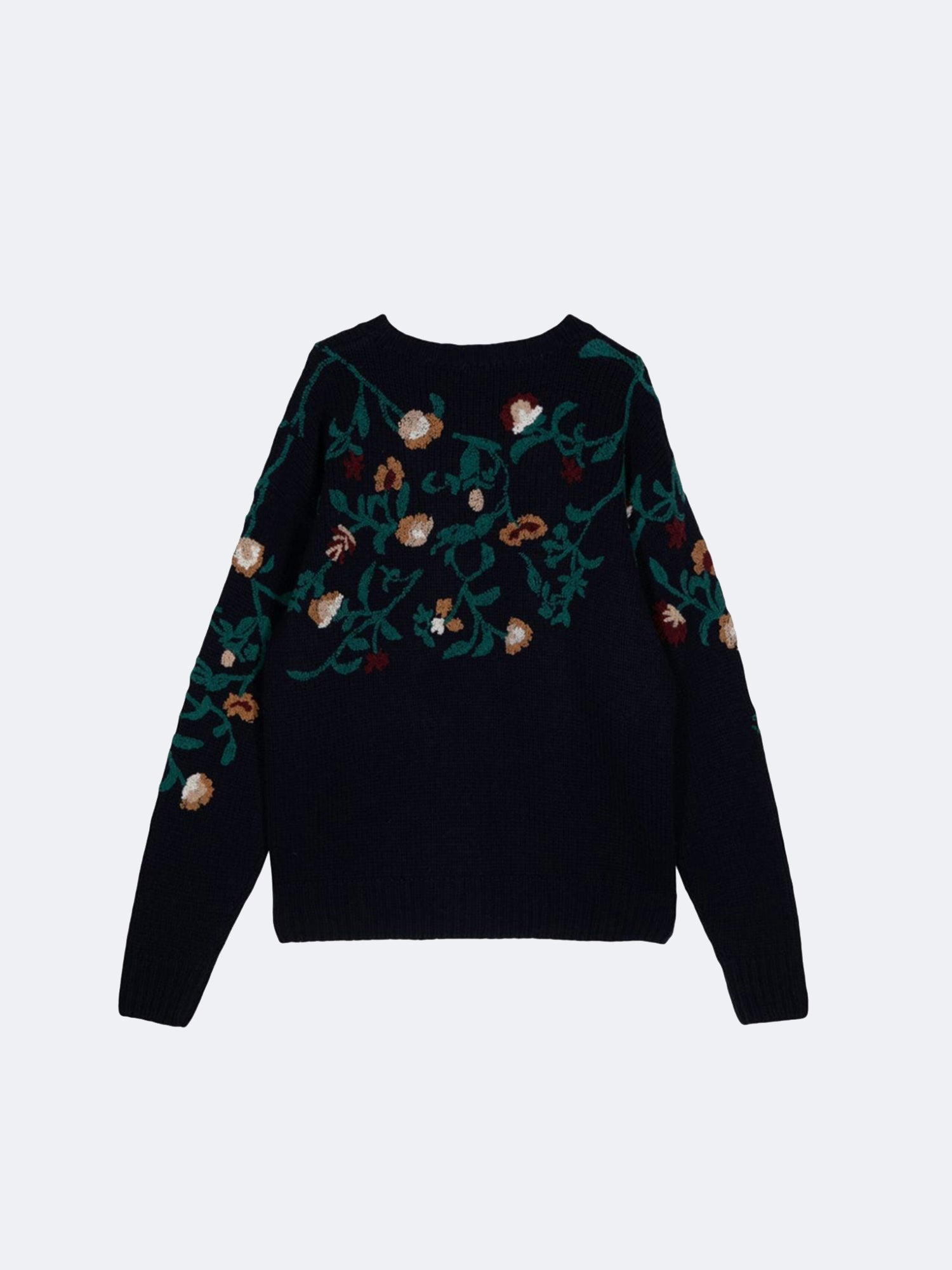EMBROIDERED FLORAL CREWNECK KNIT NAVY - Image 2