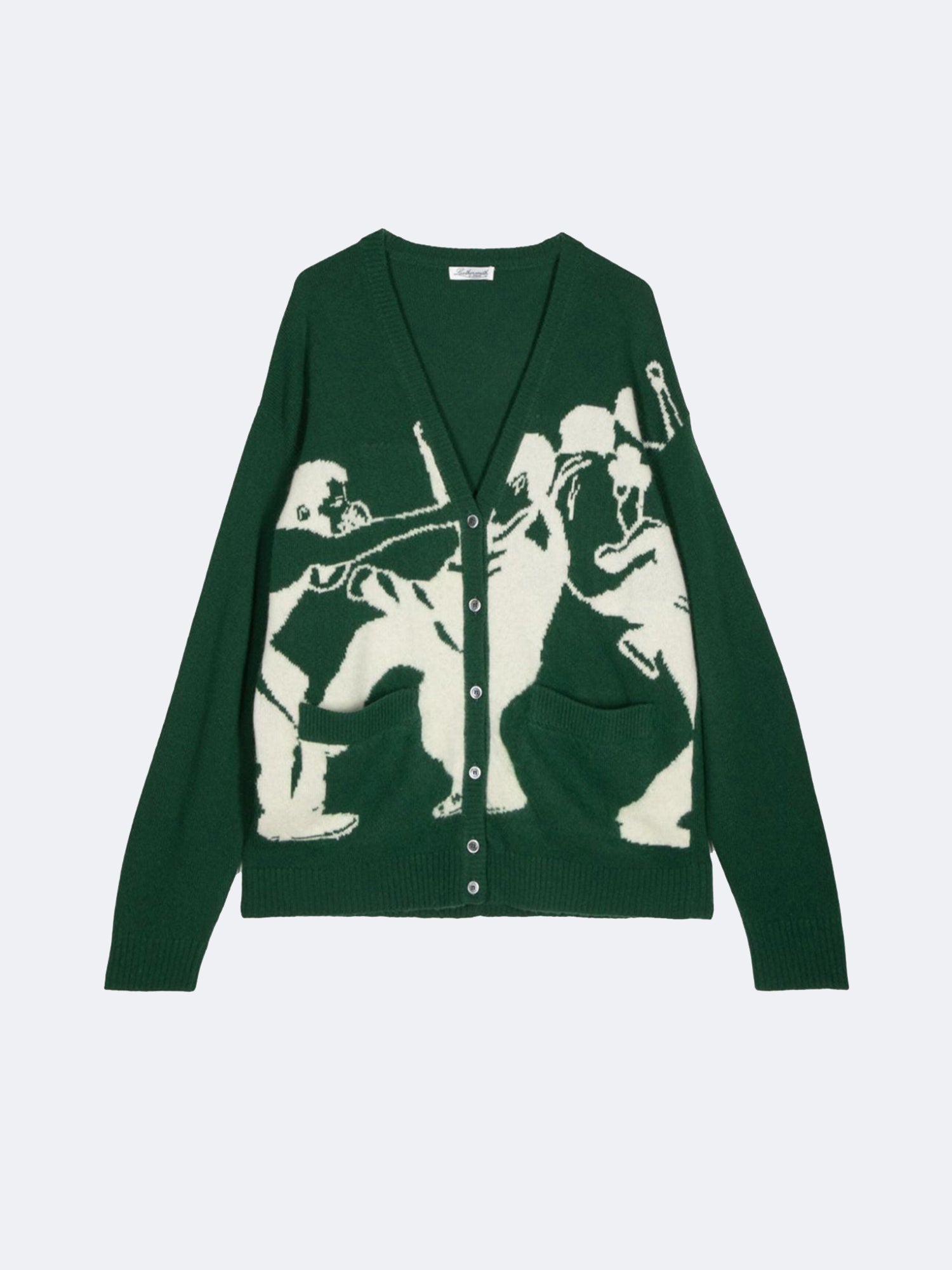 INTARSIA BOXERS CARDIGAN GREEN - Image 2