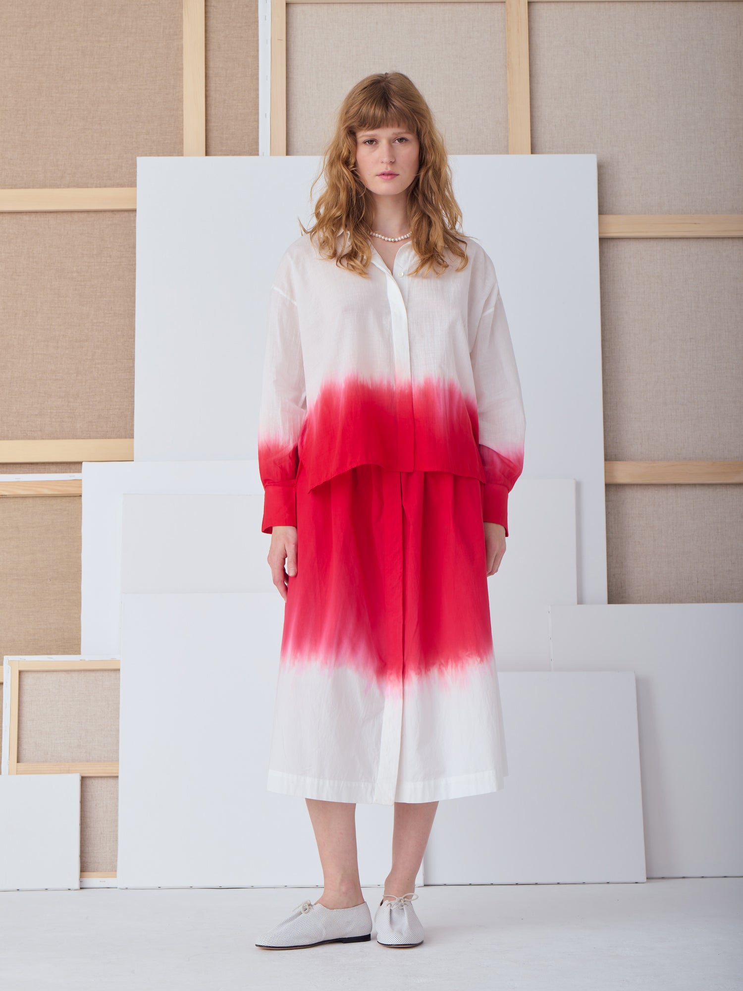 MONA DIP DYE SKIRT RED - Image 2