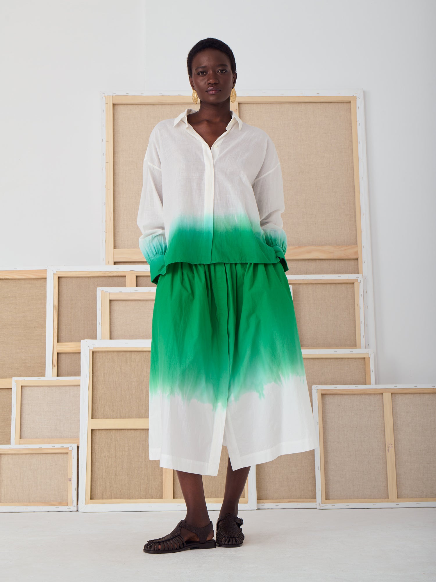 MONA DIP DYE SKIRT GREEN - Image 2