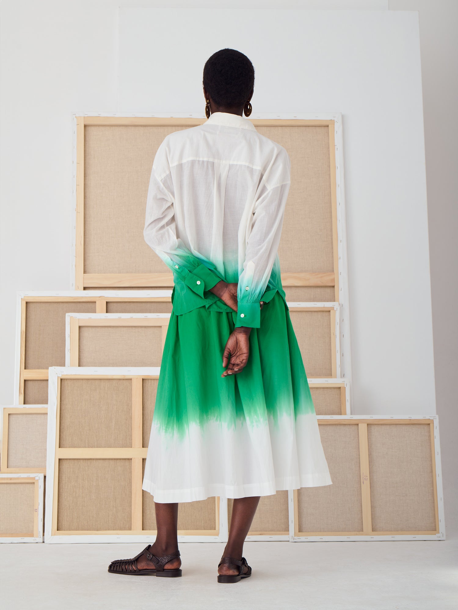 MONA DIP DYE SKIRT GREEN - Image 3