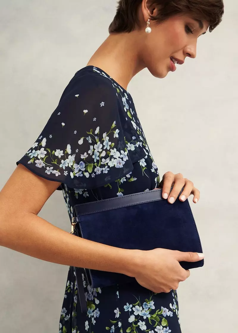 Catherine Suede Wristlet, Midnight Navy, hi-res