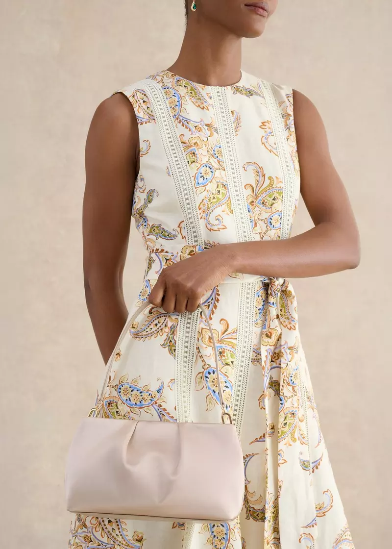 Clifton Satin Clutch, Champagne, hi-res