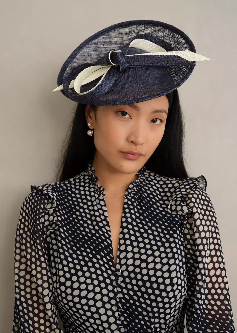 Bella Fascinator, Navy Ivory, hi-res