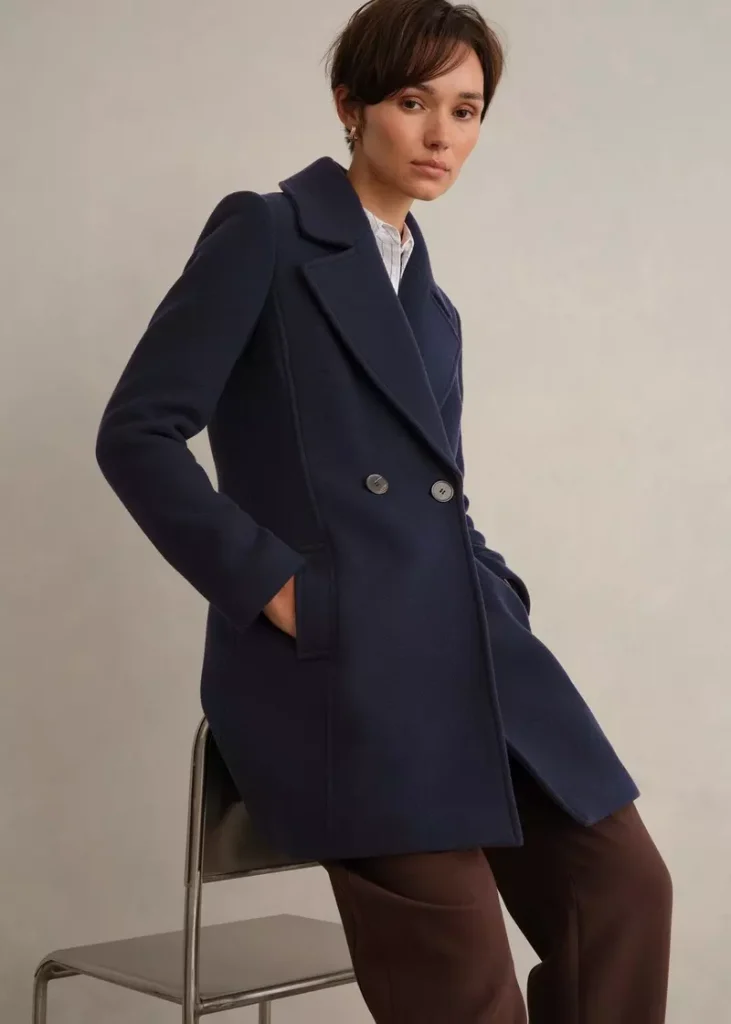Betsy Cashmere Blend Coat, Navy, hi-res