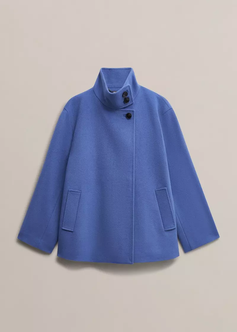 Remi Wool Blend Funnel Neck Jacket, Thistle Blue, hi-res