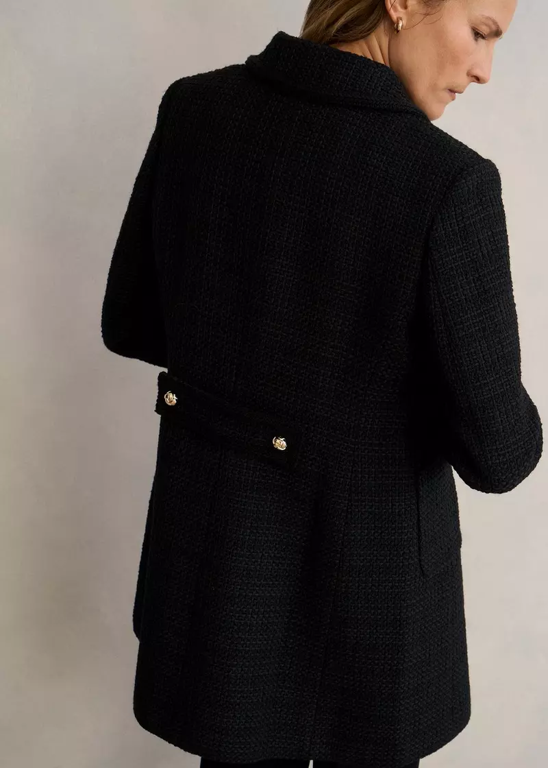 Evangeline Tweed Coat, Black, hi-res