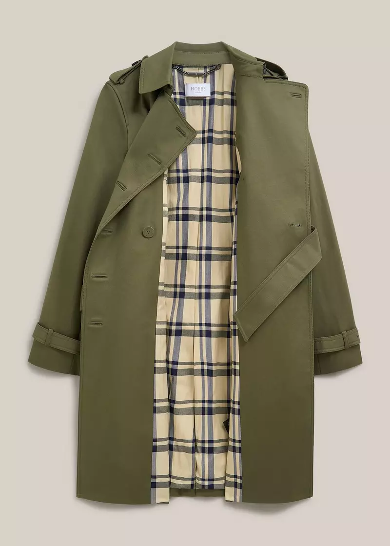 Skylar Shower Resistant Trench Coat, Olive Green, hi-res