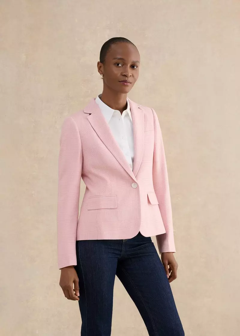 Blake Check Jacket, Pink Ivory, hi-res
