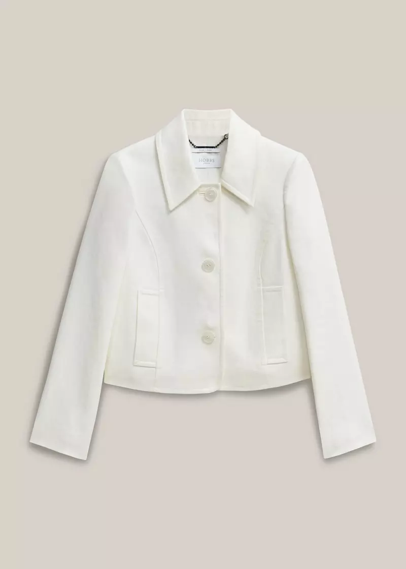 Adeen Linen Jacket, Ivory, hi-res