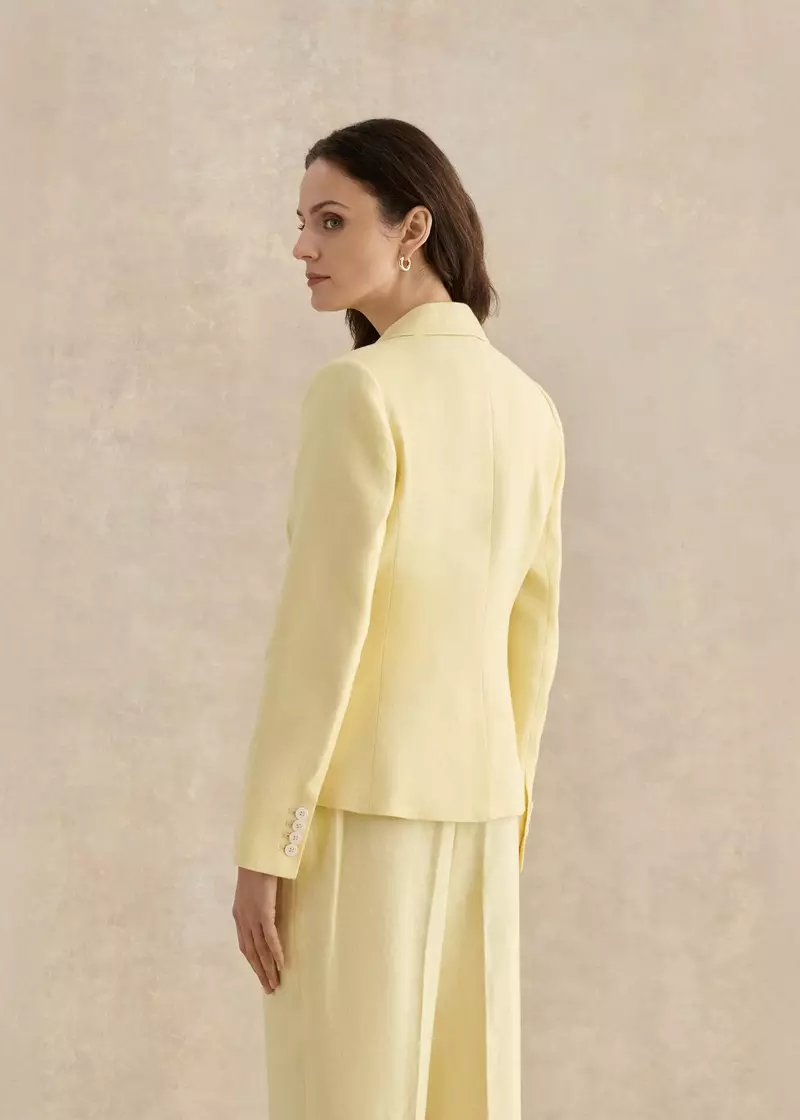 Adalee Linen Jacket, Soft Yellow, hi-res