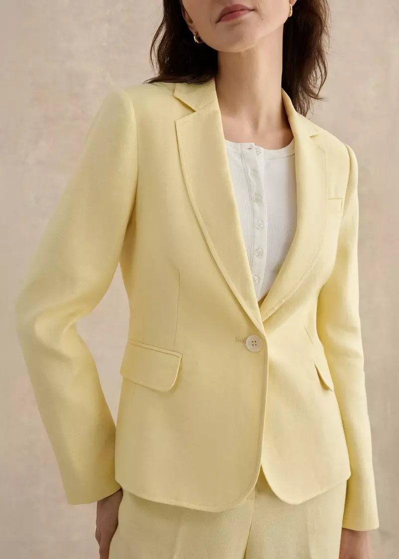 Petite Adalee Linen Jacket, Soft Yellow, hi-res