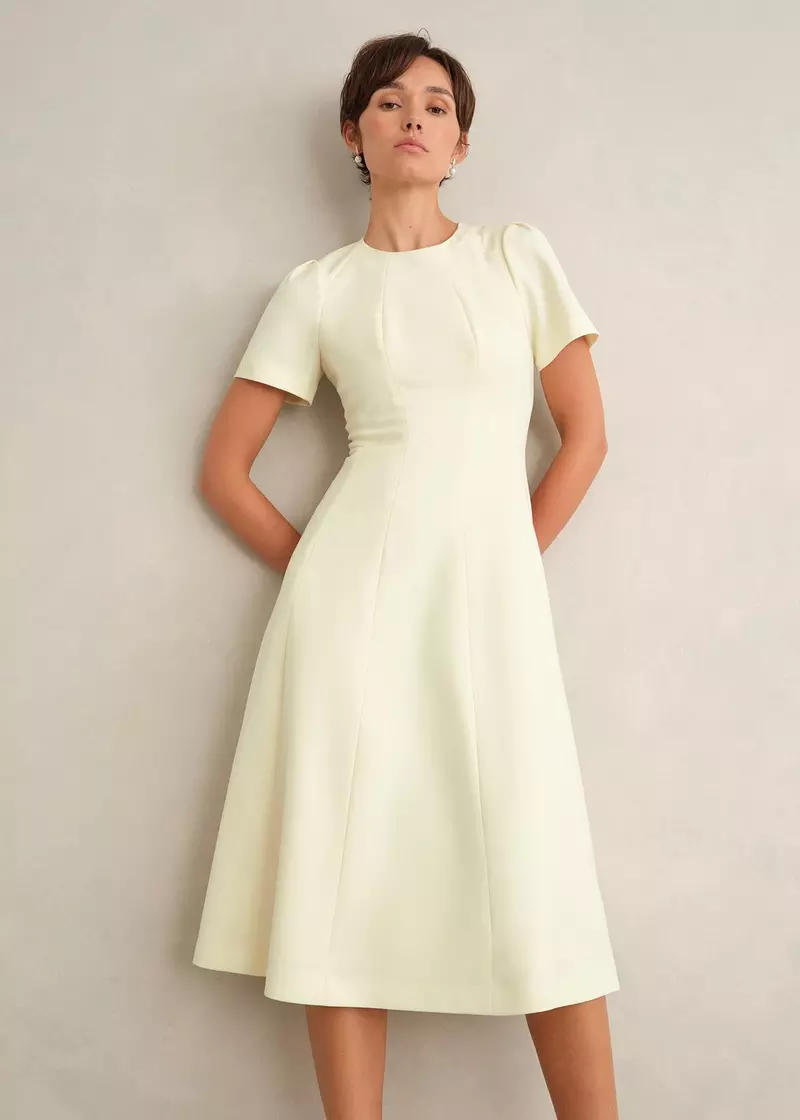 Eliana Seam Detail Dress, Pale Yellow, hi-res