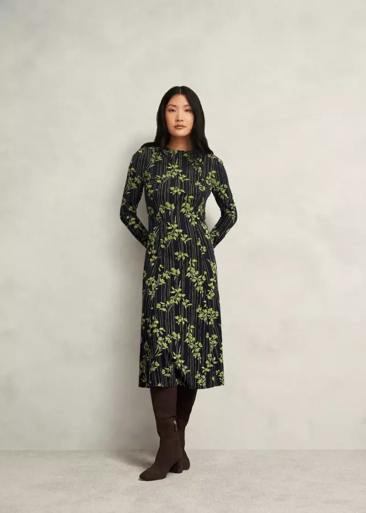 Alison Jersey Dress, Navy Green, hi-res