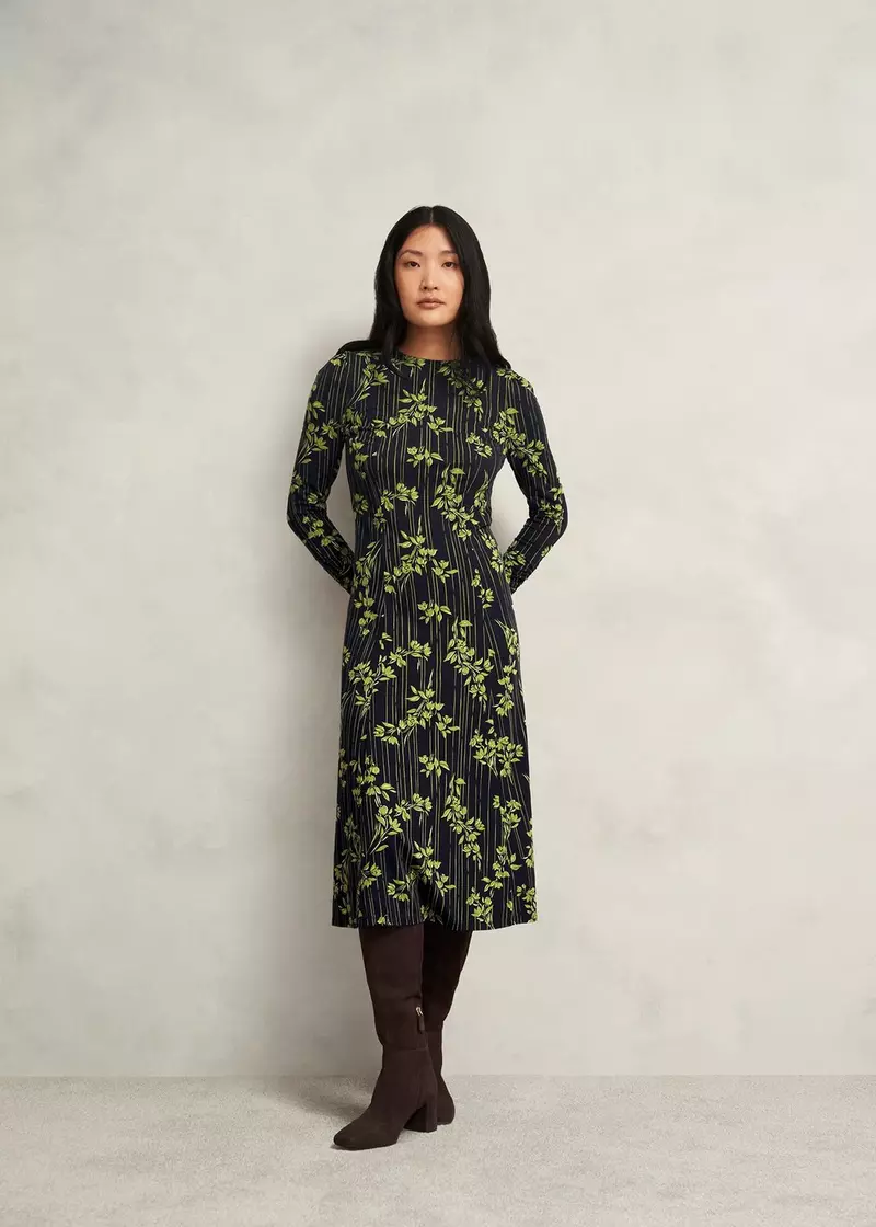 Petite Alison Jersey Dress, Navy Green, hi-res