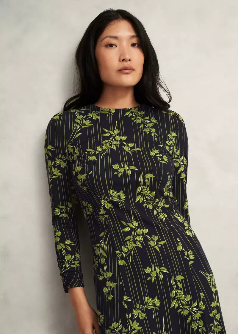 Petite Alison Jersey Dress, Navy Green, hi-res