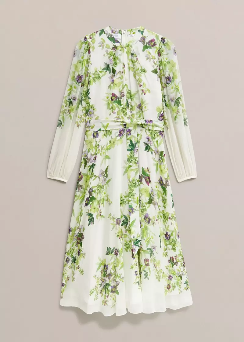 Petite Pia Silk Floral Dress, Ivory Multi, hi-res