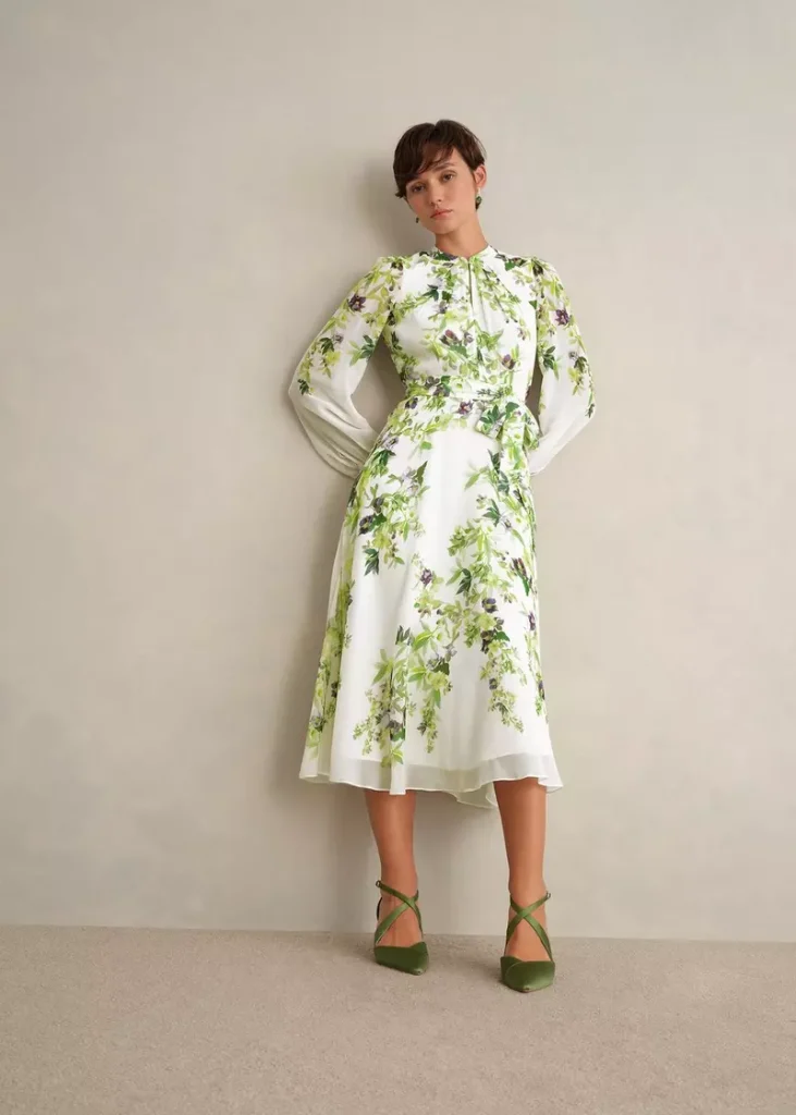 Petite Pia Silk Floral Dress, Ivory Multi, hi-res