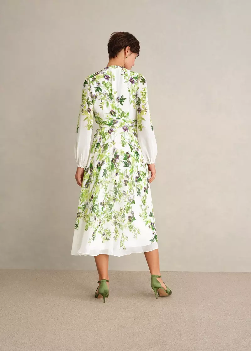 Petite Pia Silk Floral Dress, Ivory Multi, hi-res