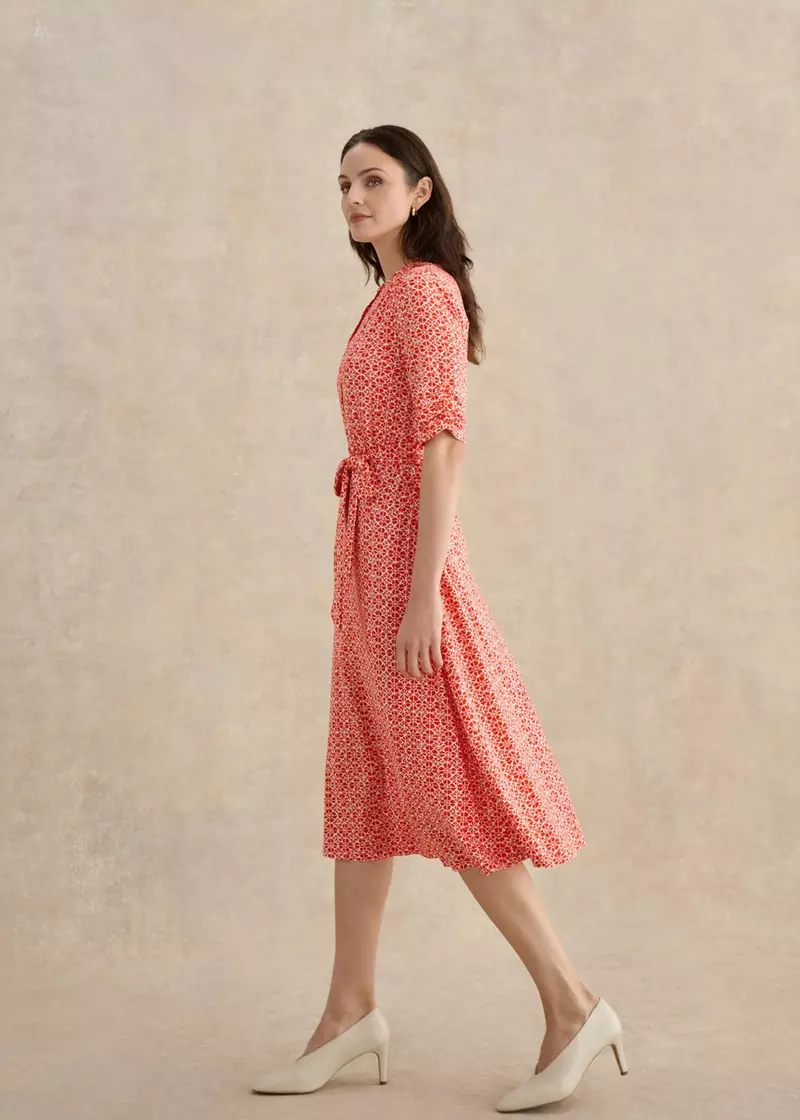 Cathy Jersey Dress, Red Ivory, hi-res