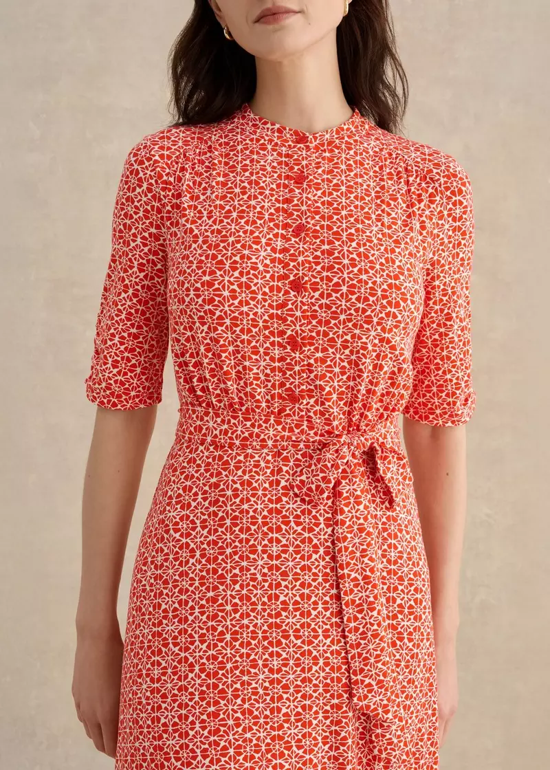 Cathy Jersey Dress, Red Ivory, hi-res