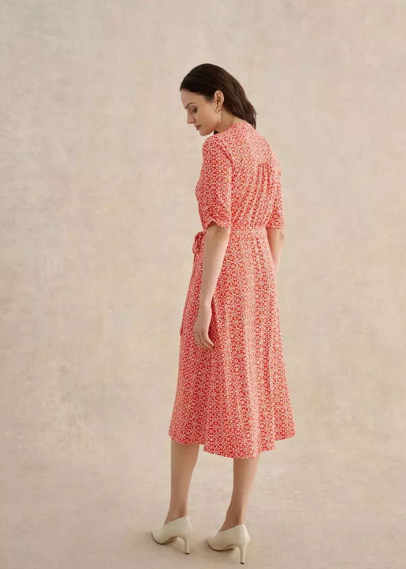 Cathy Jersey Dress, Red Ivory, hi-res