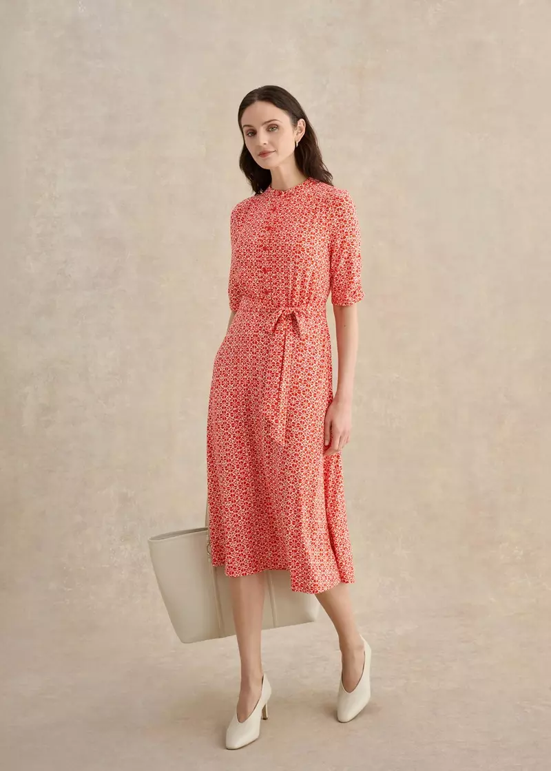 Cathy Jersey Dress, Red Ivory, hi-res