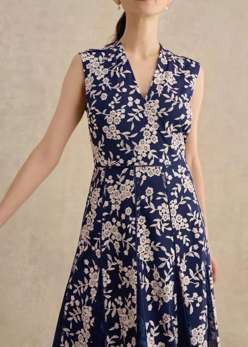 Petite Quin Embroidered Dress , Midnight Blush, hi-res