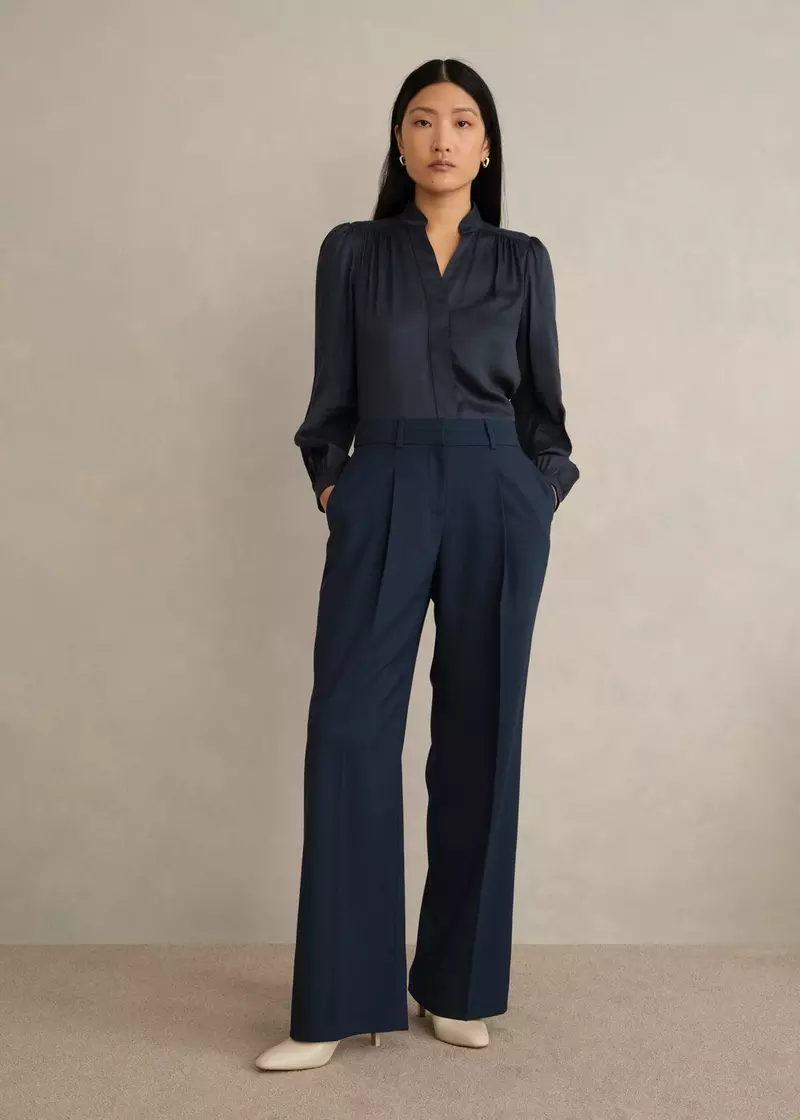 Lauren Wide Trousers, Dark Slate Blue, hi-res