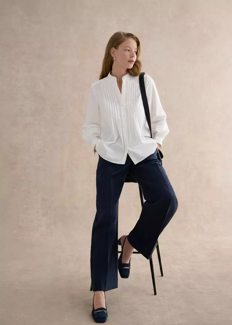Petite Alessia Linen Wide Leg Trousers, Navy, hi-res