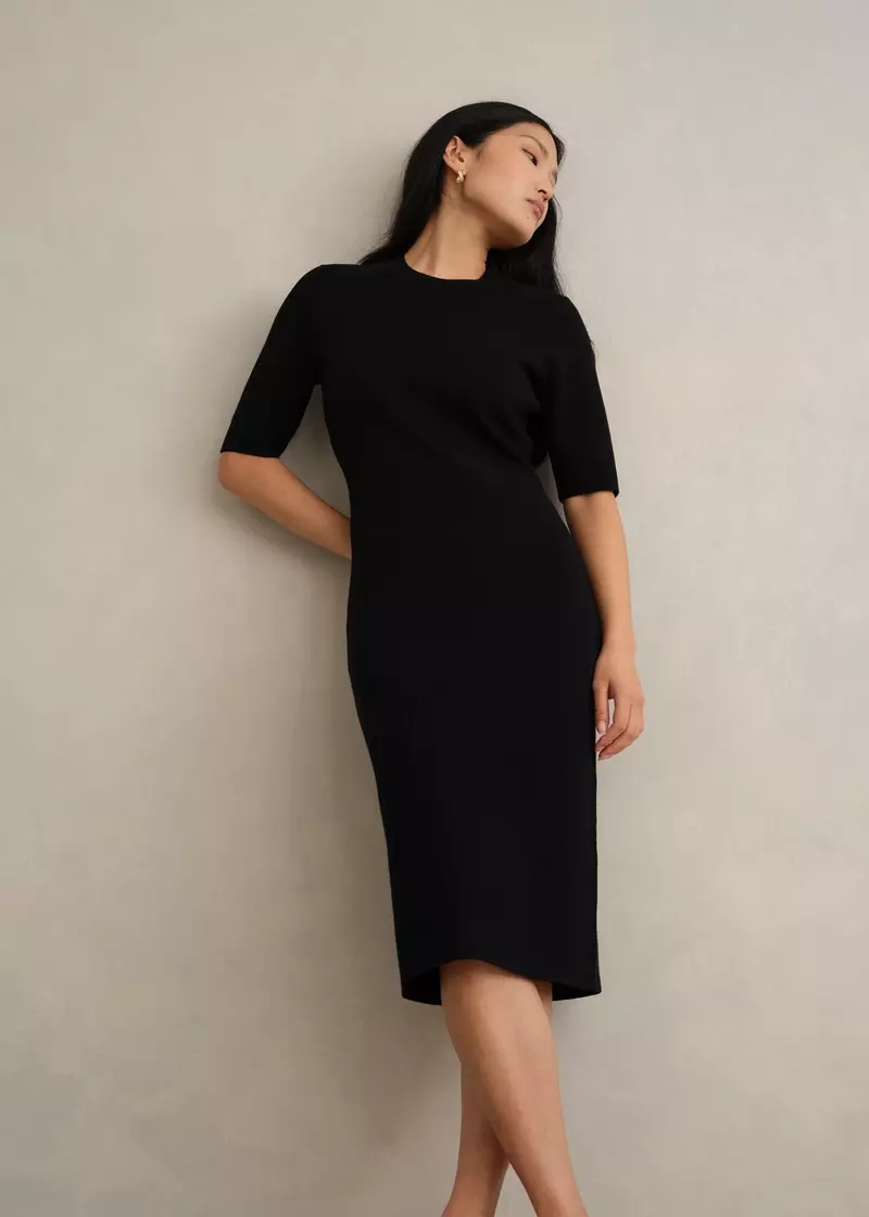 Bridget Knitted Dress, Black, hi-res