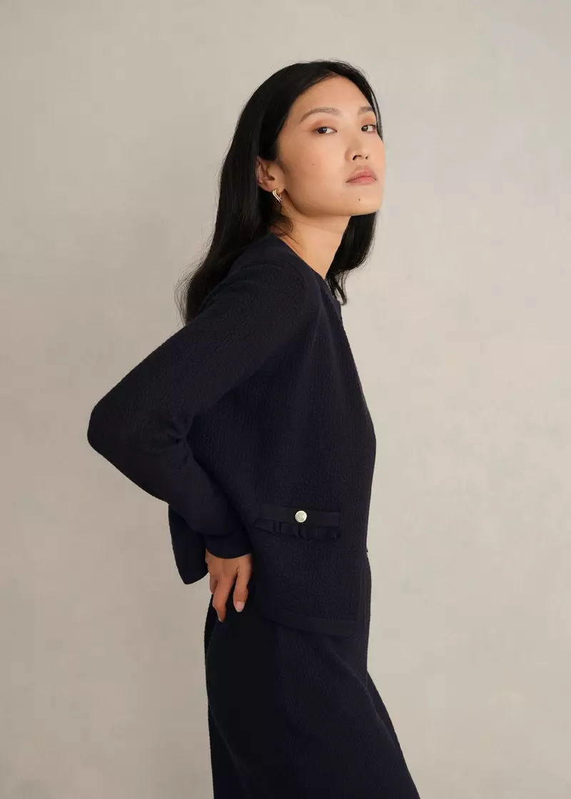 Petra Knitted Jacket, Hobbs Navy, hi-res
