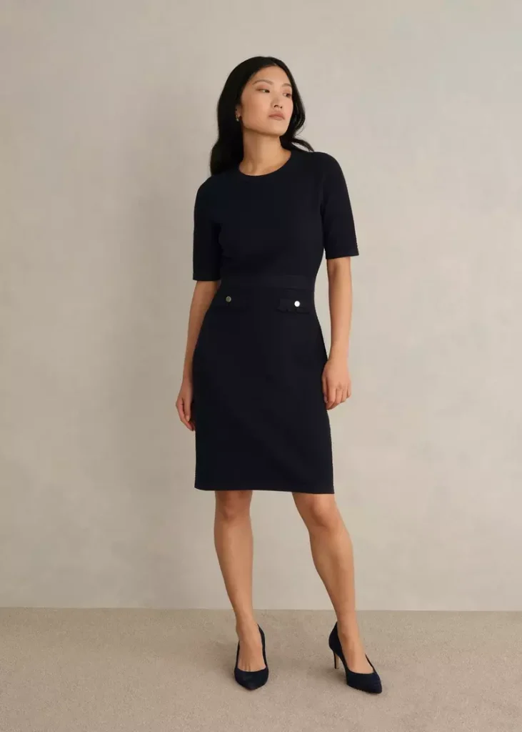Petra Knitted Dress, Hobbs Navy, hi-res