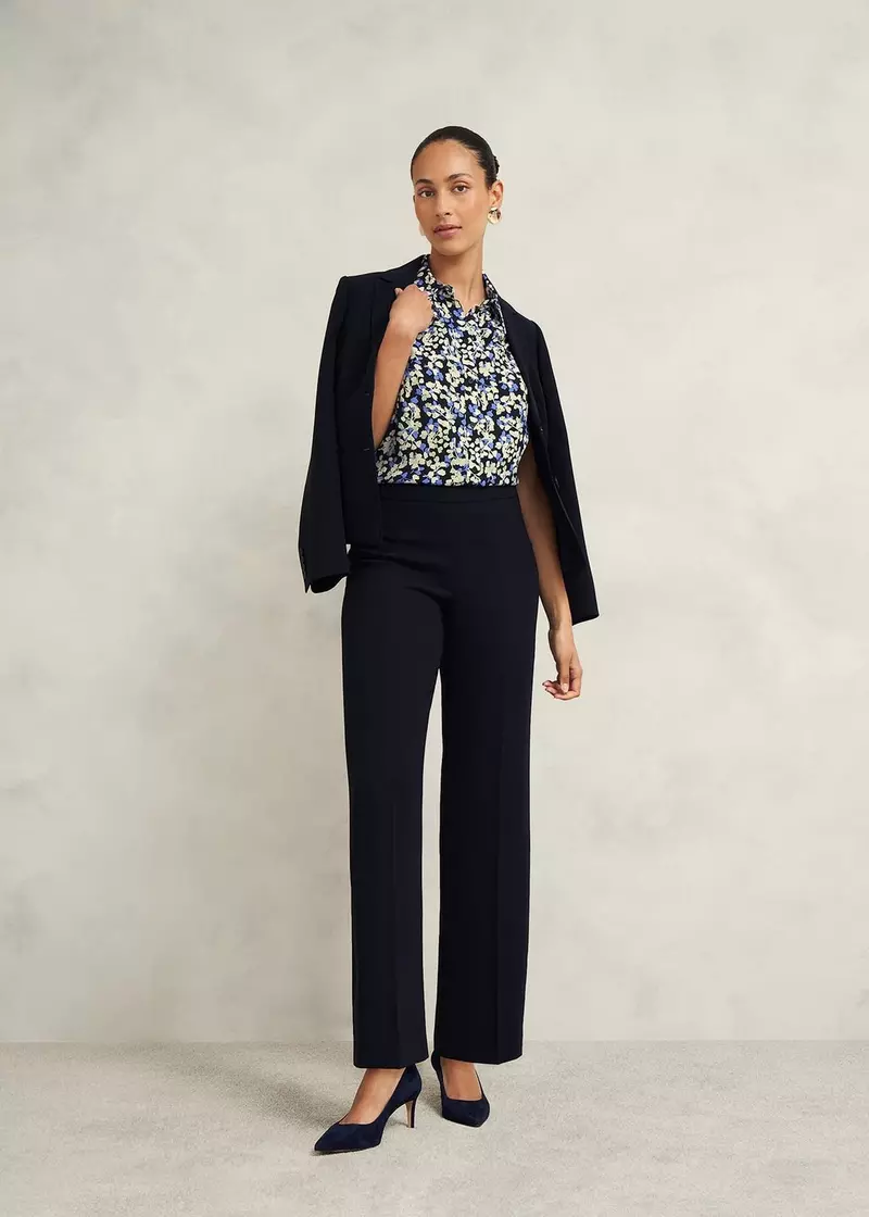 Mel Wide Trousers, Navy, hi-res