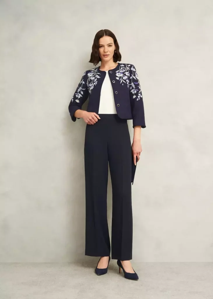 Petite Mel Wide Trousers, Navy, hi-res