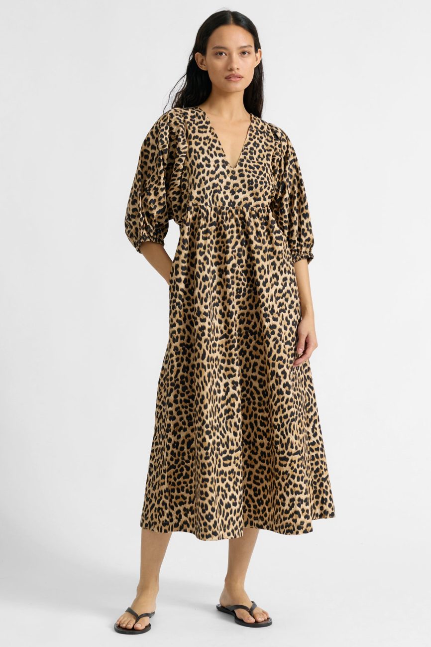 Animal Iconic V Neck Cotton Midi Dress