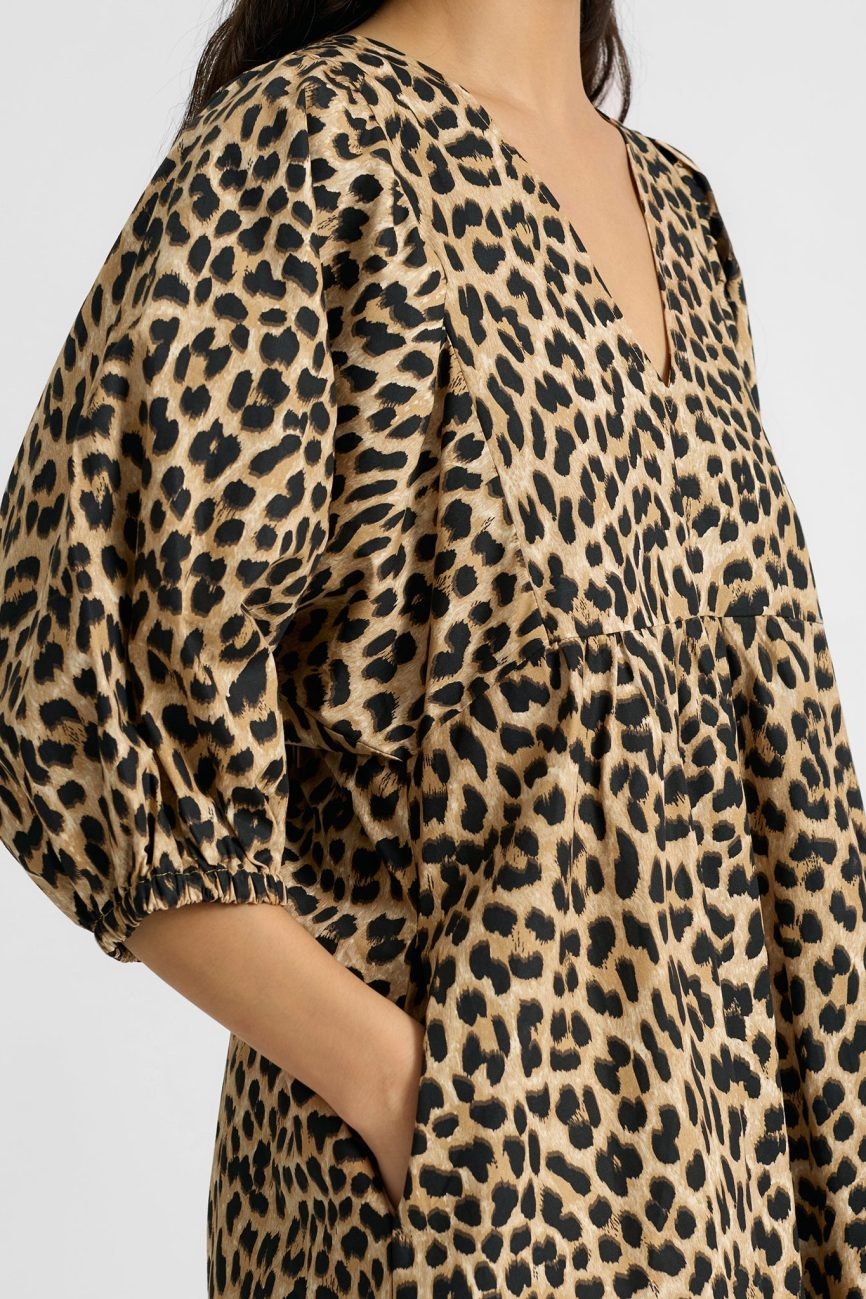 Animal Iconic V Neck Cotton Midi Dress