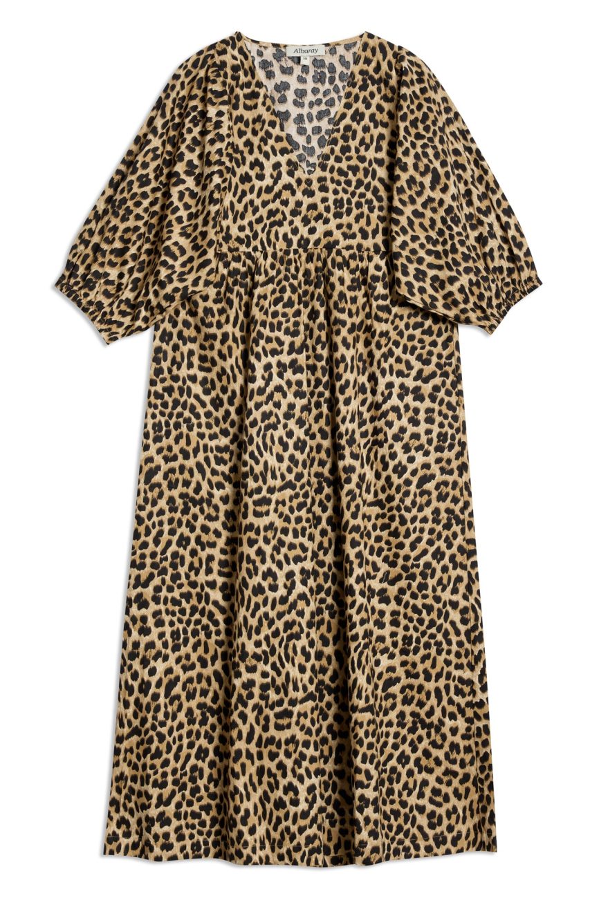 Animal Iconic V Neck Cotton Midi Dress