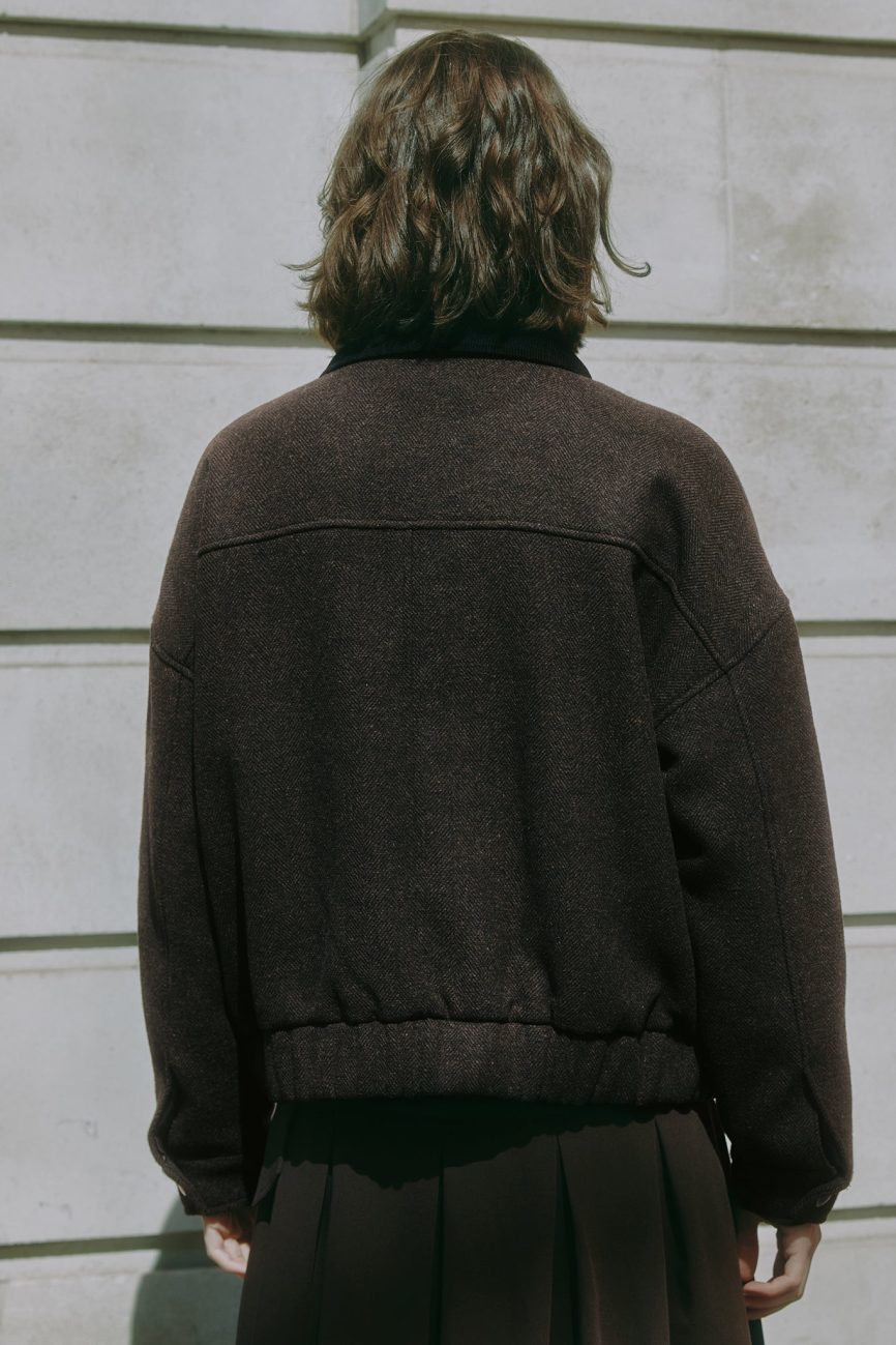 Chocolate Removable Collar Flannel Jacket