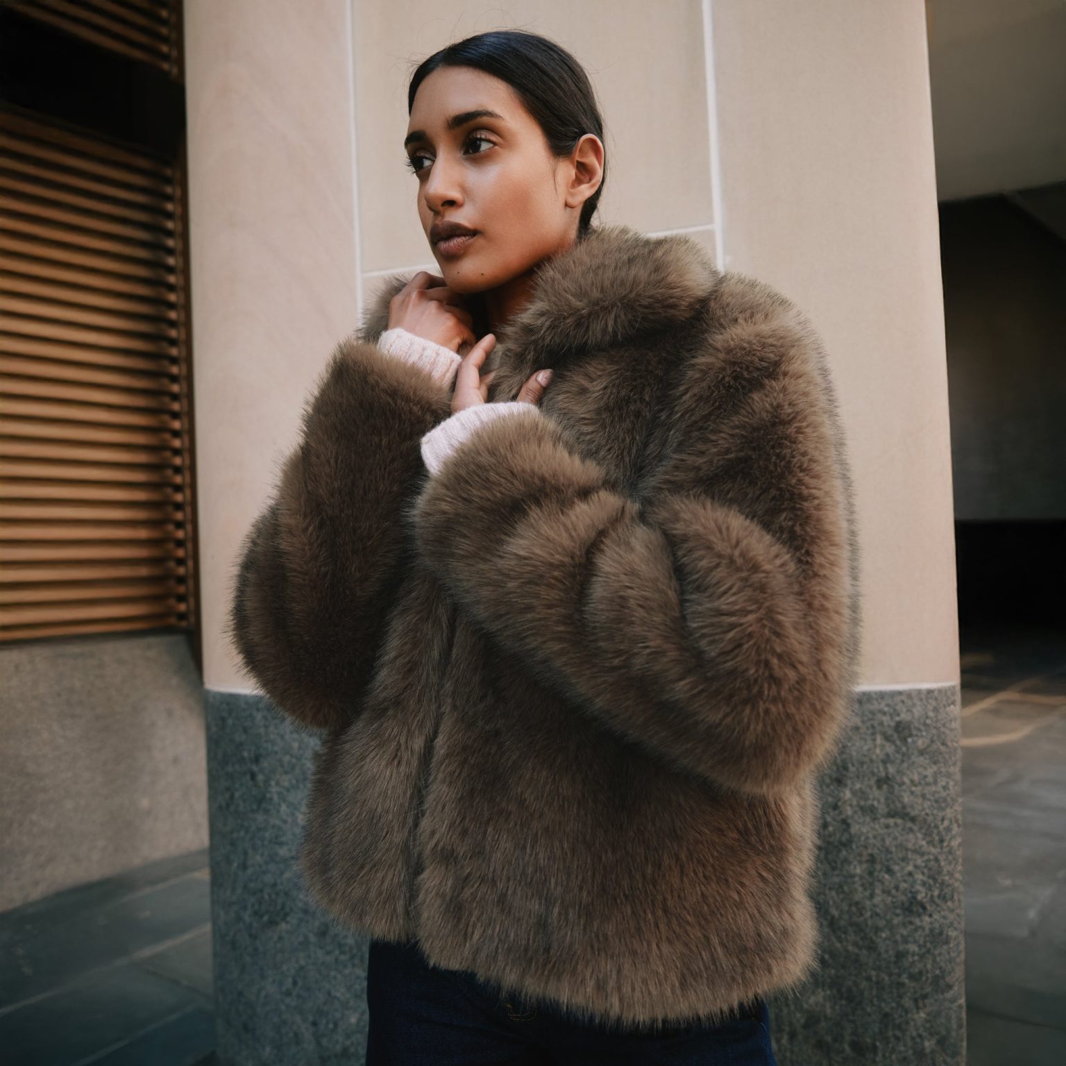 Brown Faux Fur Jacket