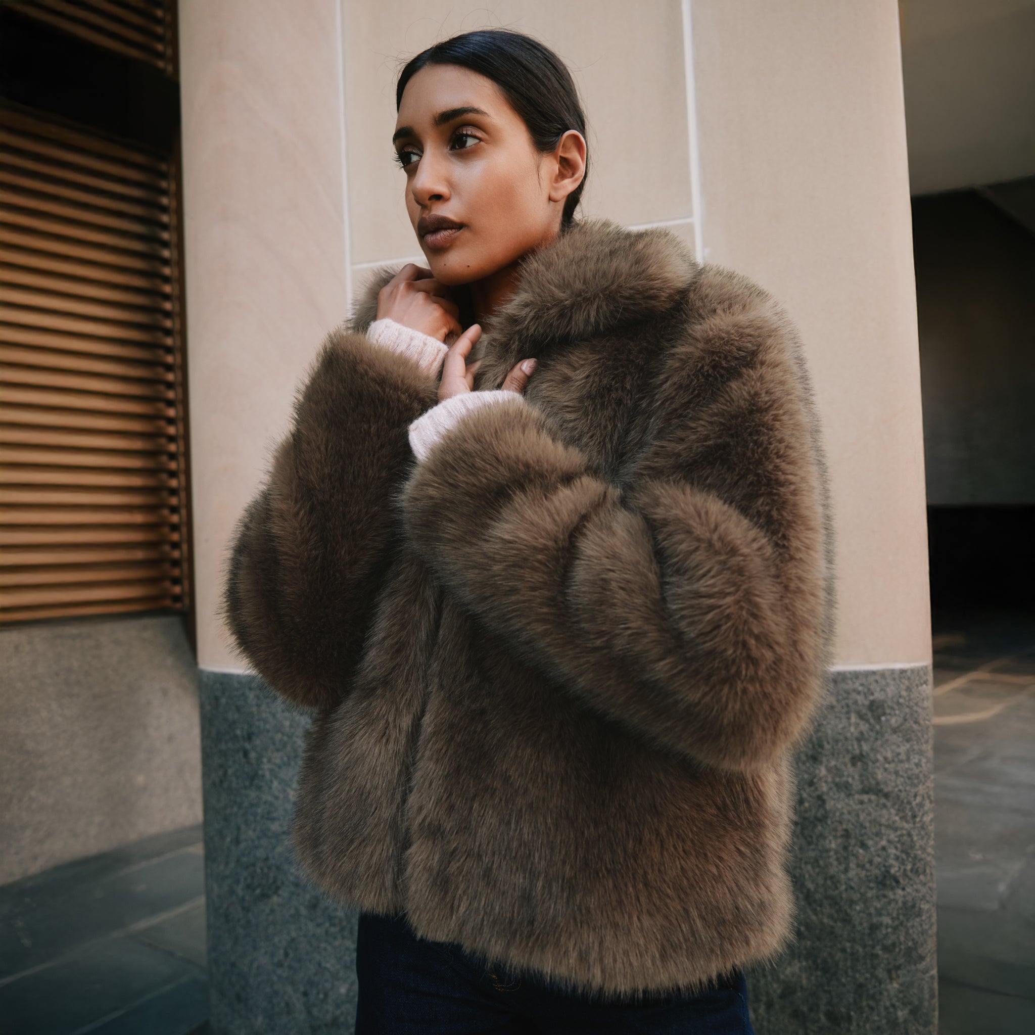 Brown Faux Fur Jacket - Image 6
