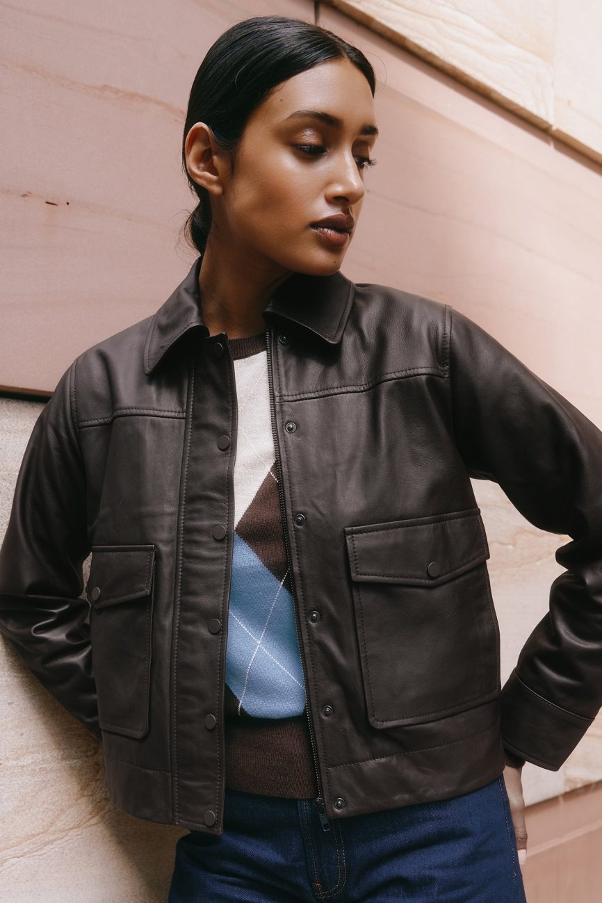 Chocolate Short Leather Jacket