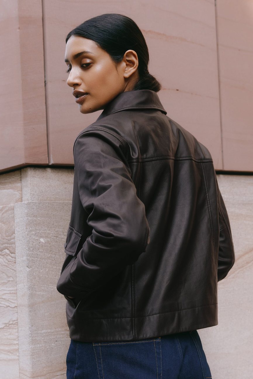 Chocolate Short Leather Jacket