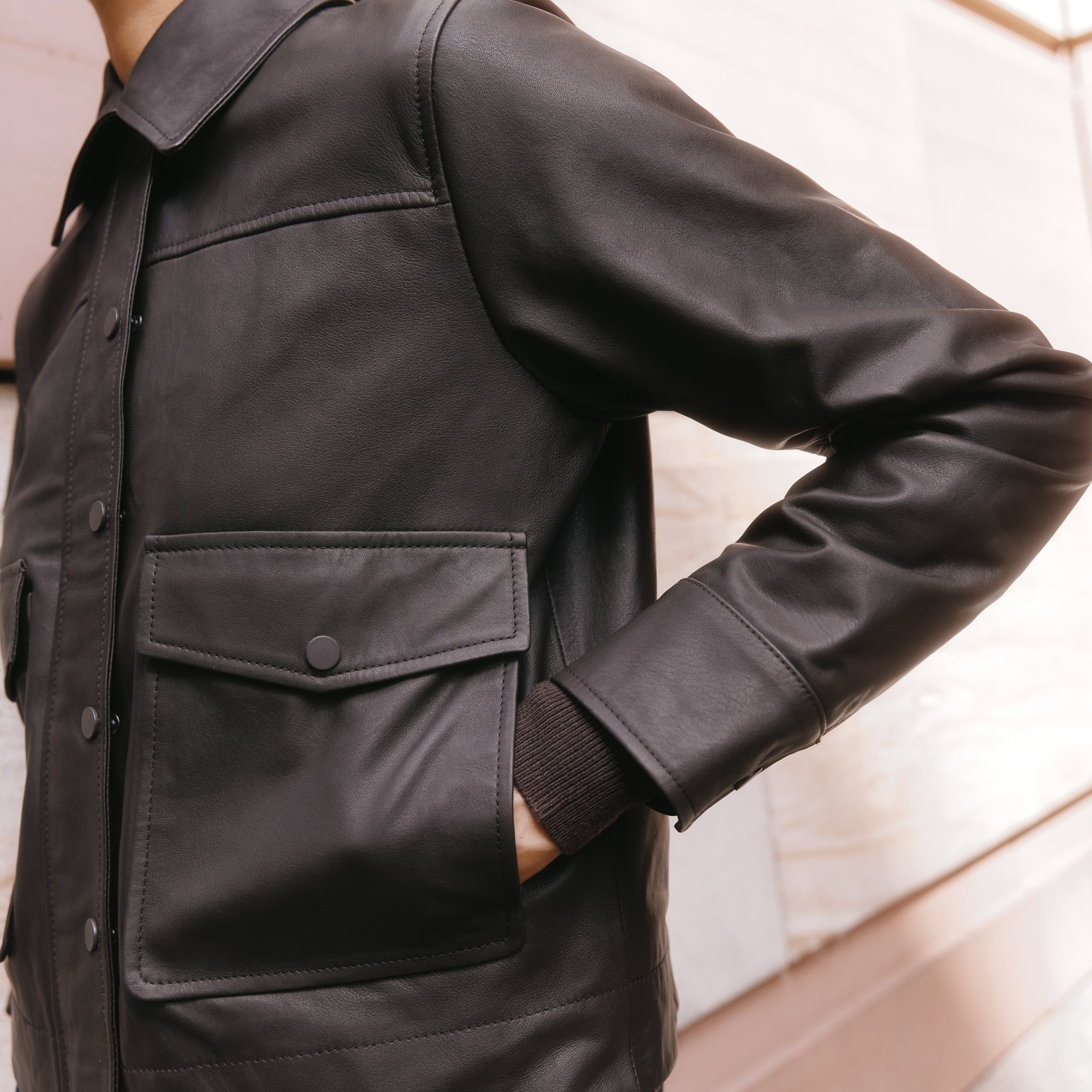 Chocolate Short Leather Jacket